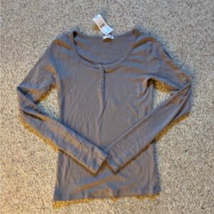 Gray Brandy Melville Long Sleeve Women's Top